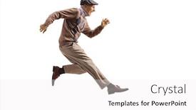  Presentation with elderly - PPT layouts having excited-elderly-man-jumping background and a white colored foreground