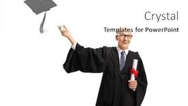 Presentation with graduation - Beautiful slides featuring excited-elderly-man-wearing backdrop and a white colored foreground