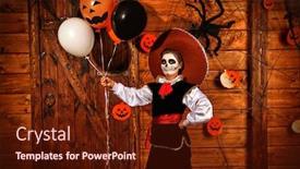  Presentation with sugar skull - Slide deck featuring excited-emotional-boy-with-sugar background and a tawny brown colored foreground