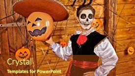  Presentation with sugar skull - Slide deck enhanced with excited-emotional-boy-with-sugar background and a tawny brown colored foreground