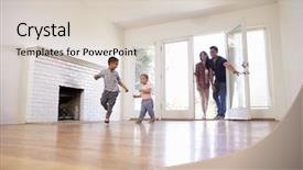  Presentation with family day - Colorful slide deck enhanced with excited family explore new home backdrop and a lemonade colored foreground