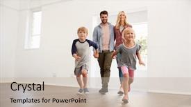  Presentation with doctor a new born and family - PPT layouts consisting of excited family explore new home background and a mint green colored foreground