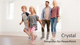  Presentation with nurse visiting family a new born - Colorful slide deck enhanced with excited family explore new home backdrop and a soft green colored foreground