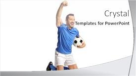  Presentation with kneeling - Slide set with excited-fotball-player-holding background and a white colored foreground
