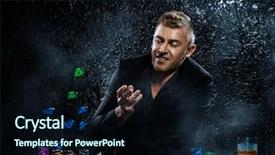  Presentation with roulette - Slides with excited gambling man throwing chips on a game table in a casino gambling playing cards and roulette background and a wine colored foreground