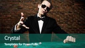  Presentation with gambling - Cool new PPT theme with excited gambling man throwing dice backdrop and a ocean colored foreground