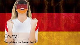  Presentation with painting walls paint roller - Presentation theme consisting of excited german fan in face background and a gold colored foreground
