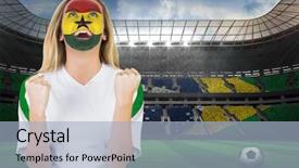  Presentation with ghana - Beautiful slides featuring excited ghana fan in face backdrop and a  colored foreground