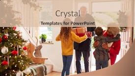  Presentation with grandparents day - Beautiful presentation design featuring excited grandchildren greeting grandparents with presents visiting on christmas day backdrop and a lemonade colored foreground