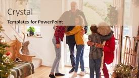  Presentation with grandparents day - Presentation theme with excited grandchildren greeting grandparents with presents visiting on christmas day background and a lemonade colored foreground