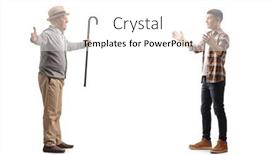  Presentation with grandfather - Theme enhanced with excited-grandfather-with-arms-wide background and a white colored foreground