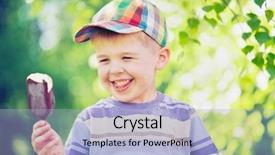  Presentation with chocolate ice cream - Amazing slides having excited kid with chocolate ice backdrop and a light blue colored foreground