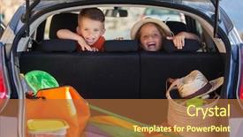  Presentation with kids - Presentation theme having excited kids in car arriving background and a  colored foreground