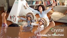  Presentation with atmosphere - PPT theme enhanced with excited-kids-with-indian-headdresses background and a coral colored foreground