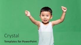  Presentation with green - Presentation having excited-little-boy-over-green background and a seafoam green colored foreground