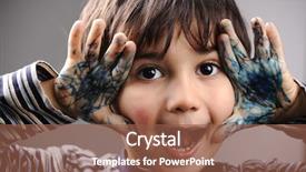  Presentation with messy - Presentation theme with excited little boy with messy background and a tawny brown colored foreground