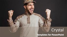  Presentation with masculine - PPT layouts consisting of excited-masculine-military-man-screaming background and a gray colored foreground