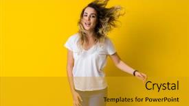  Presentation with yellow - Beautiful presentation design featuring excited over isolated yellow background backdrop and a gold colored foreground