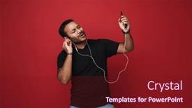  Presentation with music studio - Slides enhanced with excited-positive-indian-man background and a tawny brown colored foreground