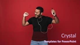  Presentation with music studio - Slide set with excited-positive-indian-man background and a tawny brown colored foreground