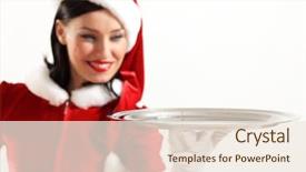  Presentation with product - Amazing presentation theme having excited santa girl presenting your product lots of copy-space backdrop and a sky blue colored foreground