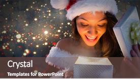  Presentation with santa - Audience pleasing PPT theme consisting of excited santa woman opening magic backdrop and a tawny brown colored foreground