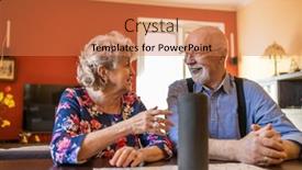  Presentation with virtual assistant - Audience pleasing PPT theme consisting of excited-senior-couple-using backdrop and a coral colored foreground