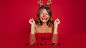  Presentation with girl christmas - Audience pleasing PPT theme consisting of excited smiling girl wearing christmas backdrop and a black colored foreground