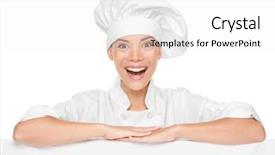  Presentation with chef - Colorful PPT layouts enhanced with excited smiling happy presenting menu backdrop and a white colored foreground