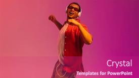  Presentation with african music - Theme consisting of excited-smiling-young-african-man background and a violet colored foreground