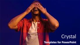  Presentation with blue neon - PPT layouts featuring excited-smiling-young-african-man background and a navy blue colored foreground