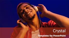  Presentation with blue neon - Slide deck featuring excited-smiling-young-african-man background and a crimson colored foreground