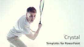  Presentation with active lifestyle - Slides having excited-sporty-man-playing-squash background and a cream colored foreground