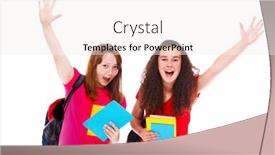  Presentation with teenage - Colorful slide deck enhanced with students hands raised holding two - excited teenage friends with books backdrop and a sky blue colored foreground