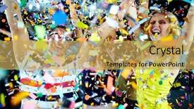  Presentation with teenagers - Cool new presentation theme with excited teenagers in confetti backdrop and a  colored foreground