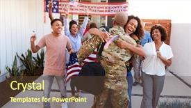  Presentation with millennial - Cool new slides with excited three generation black family backdrop and a tawny brown colored foreground