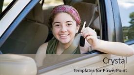  Presentation with teen girl - PPT theme enhanced with excited to have the car background and a mint green colored foreground
