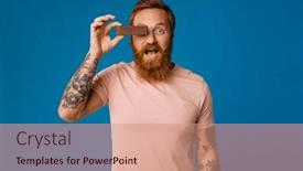  Presentation with candy - Slide deck enhanced with excited-white-bearded-man-covering background and a coral colored foreground