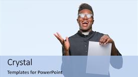  Presentation with religious african american - Amazing slides having excited winner expression celebrating victory backdrop and a light blue colored foreground