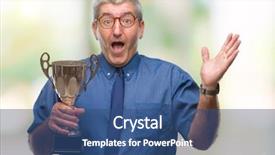  Presentation with holding hands - Presentation theme with excited winner expression celebrating victory background and a ocean colored foreground