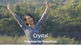  Presentation with woman - Theme consisting of air asia free - excited woman raising hand up background and a  colored foreground