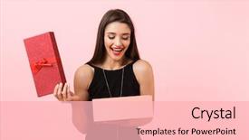  Presentation with pink black - Presentation theme featuring excited woman wearing black dress background and a lemonade colored foreground