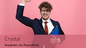  Presentation with navy blue - Audience pleasing presentation consisting of excited-young-businessman-in-navy backdrop and a coral colored foreground
