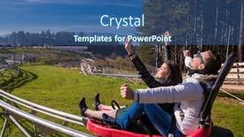 Presentation with alpine - Audience pleasing presentation theme consisting of excited young couple driving alpine coaster while enjoying beautiful sunny day in the nature backdrop and a ocean colored foreground