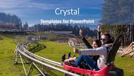  Presentation with alpine - PPT theme enhanced with excited young couple driving alpine coaster while enjoying beautiful sunny day in the nature background and a teal colored foreground