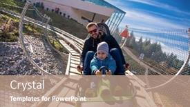  Presentation with alpine - Cool new PPT layouts with excited young father and son driving on alpine coaster while enjoying beautiful sunny day in the nature backdrop and a coral colored foreground