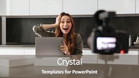  Presentation with computer vision video surveillance - Slides consisting of excited young girl recording video background and a  colored foreground