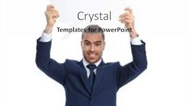  Presentation with navy blue - PPT layouts with excited-young-man-in-elegant background and a white colored foreground