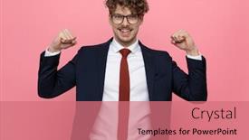  Presentation with navy blue - PPT theme consisting of excited-young-man-in-navy background and a coral colored foreground