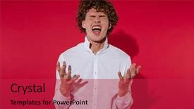  Presentation with young - PPT layouts featuring excited young man in shirt background and a red colored foreground
